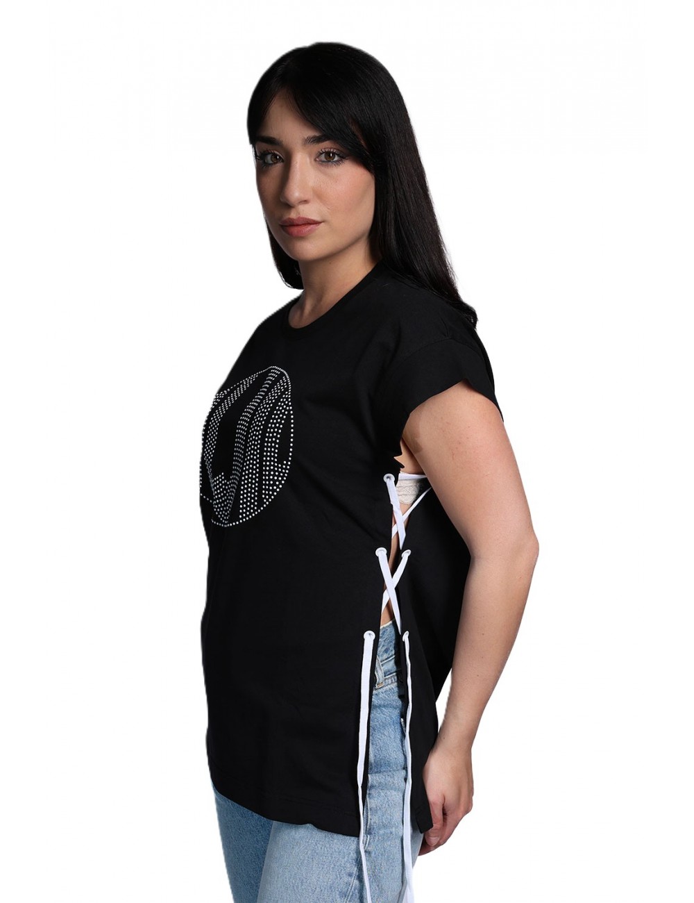 t-shirt jijil DONNA 0074 NERA E BIANCA - JPE23TS485 - vista frontale