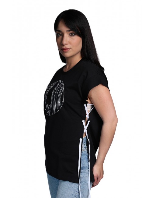 t-shirt jijil DONNA 0074 NERA E BIANCA - JPE23TS485 - vista laterale