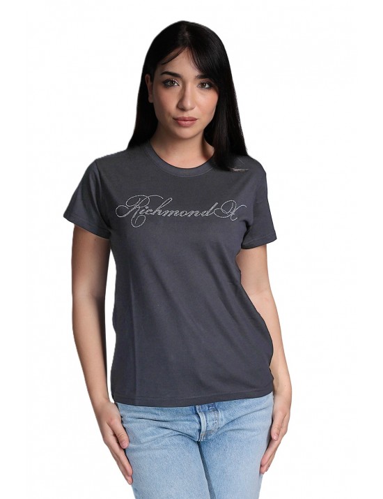 t-shirt john richmond DONNA BLACK - UWP26279TS vista frontale