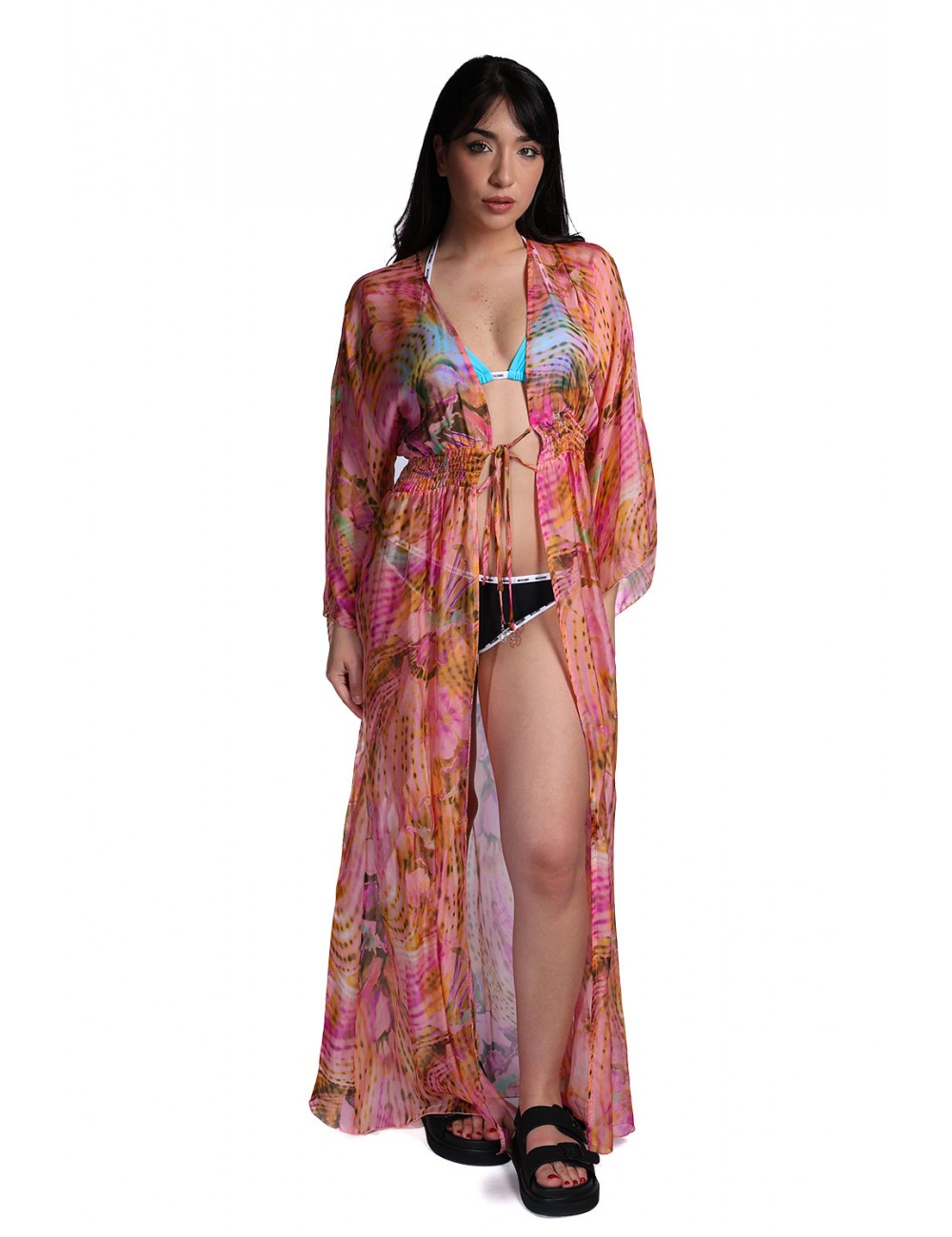 kimono lungo guess DONNA MULTICOLORE PMJI - E6GK08WE550 vista frontale