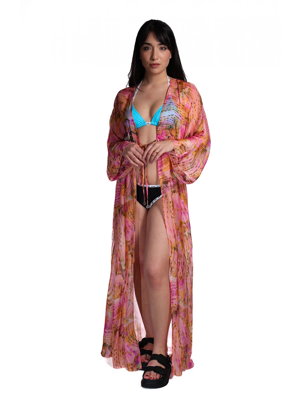 kimono lungo guess DONNA MULTICOLORE PMJI - E6GK08WE550 vista frontale 2