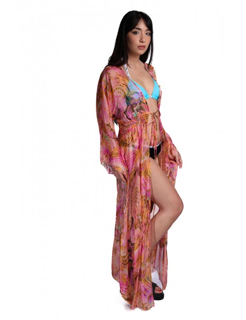 kimono lungo guess DONNA MULTICOLORE PMJI - E6GK08WE550 vista laterale
