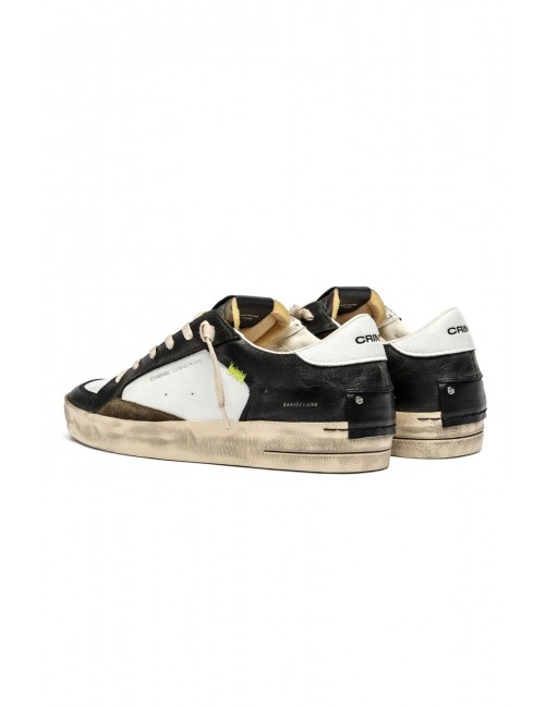 scarpe crime london UOMO BIANCHE E NERE - SK8 DELUXE - 11105AA8.68 vista posteriore