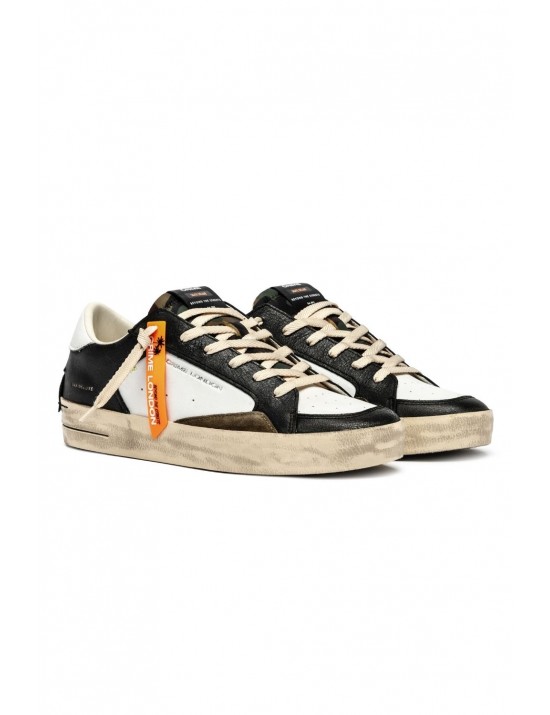 scarpe crime london UOMO BIANCHE E NERE - SK8 DELUXE - 11105AA8.68 vista laterale