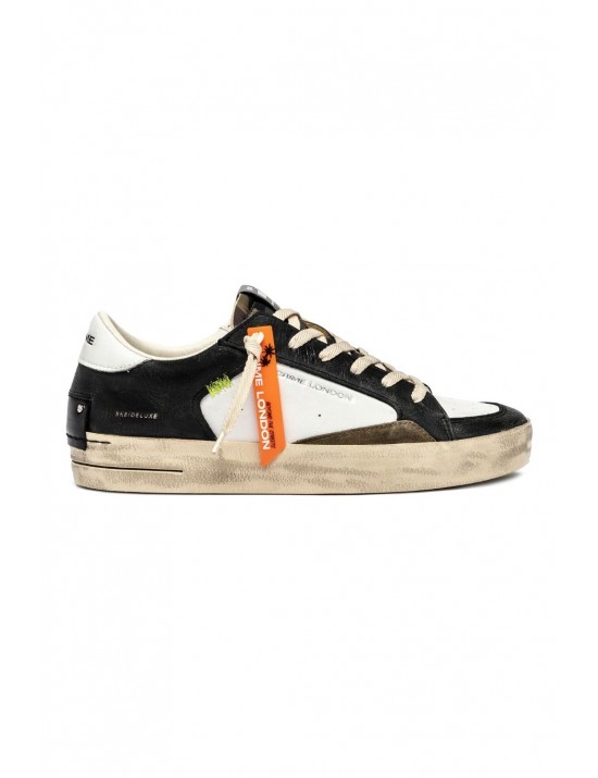 scarpe crime london UOMO BIANCHE E NERE - SK8 DELUXE - 11105AA8.68 vista laterale