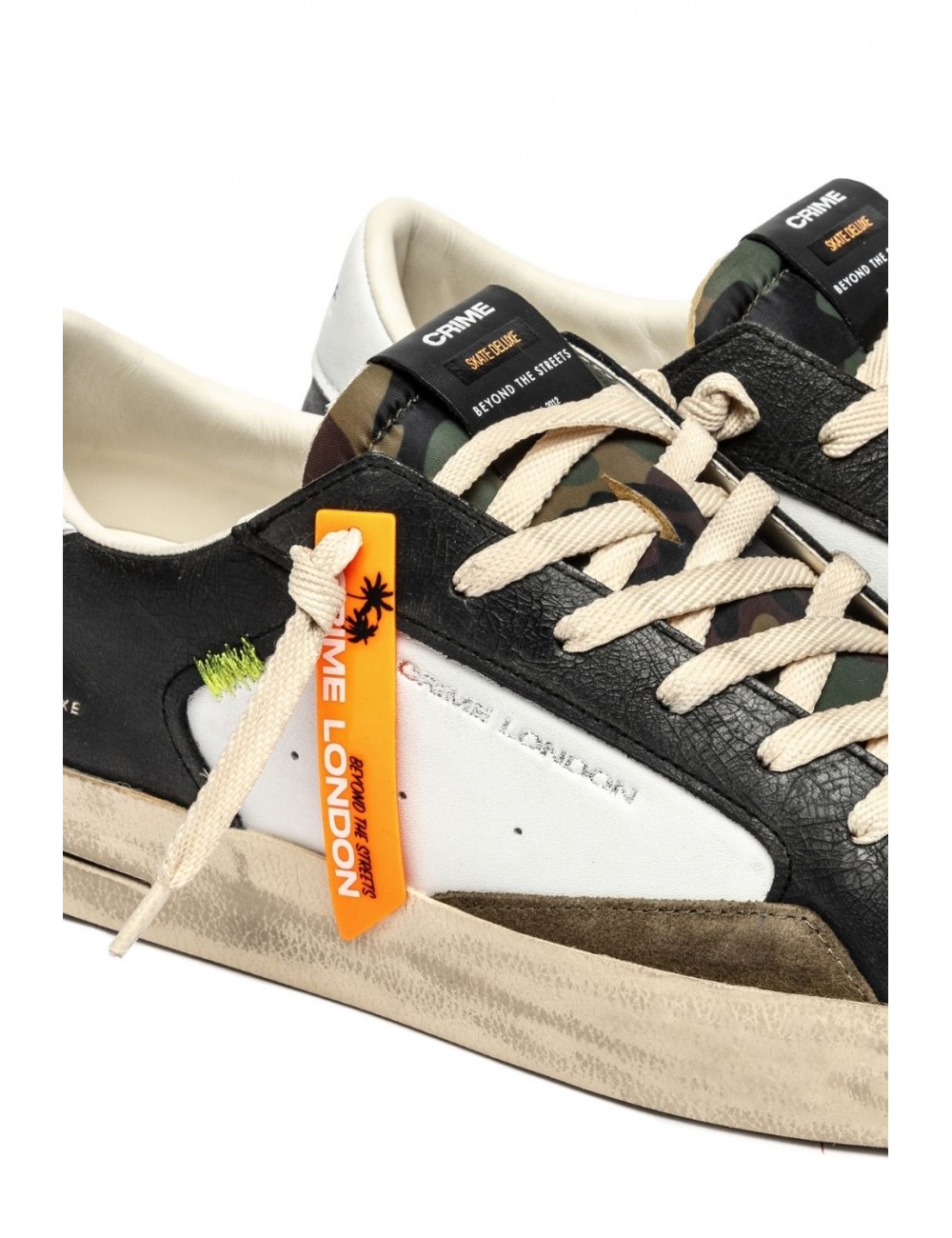 scarpe crime london UOMO BIANCHE E NERE - SK8 DELUXE - 11105AA8.68 vista dettaglio