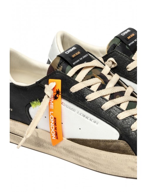 scarpe crime london UOMO BIANCHE E NERE - SK8 DELUXE - 11105AA8.68 vista dettaglio