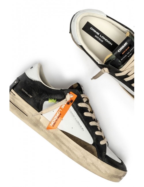 scarpe crime london UOMO BIANCHE E NERE - SK8 DELUXE - 11105AA8.68 vista superiore