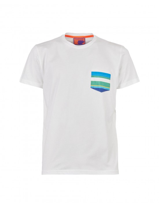 t-shirt gallo UOMO 12058 BIANCA E TURCHESE - AP511941 vista frontale