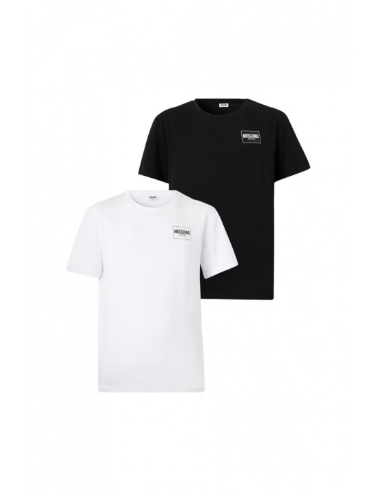 set 2 t-shirt moschino UOMO BIANCA E NERA 1555 - V1A0704 - 4402 vista frontale