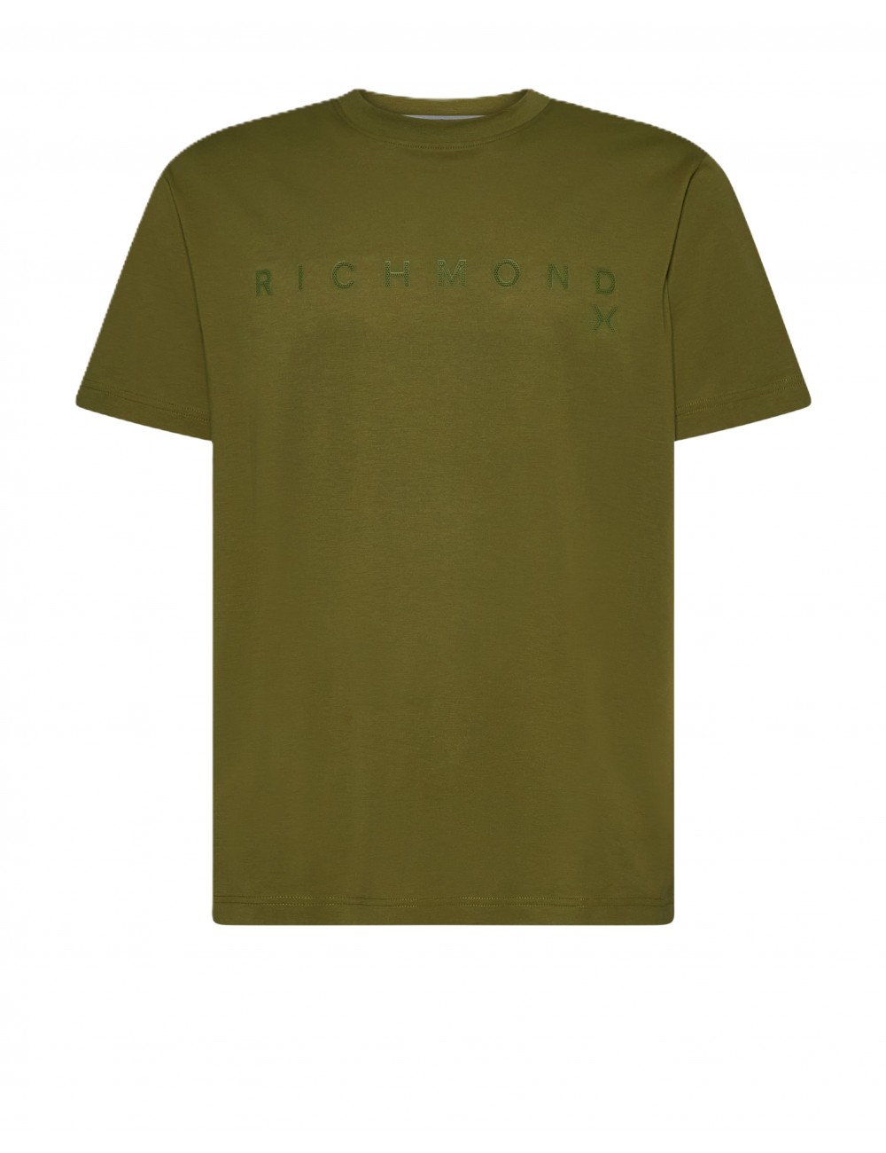 t-shirt john richmond UOMO VERDE MILITARE GREEN MAYFLY - UMP26018TS vista frontale