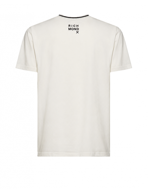 t-shirt john richmond UOMO OFF-WHITE/BLACK - UMP26335TS vista posteriore