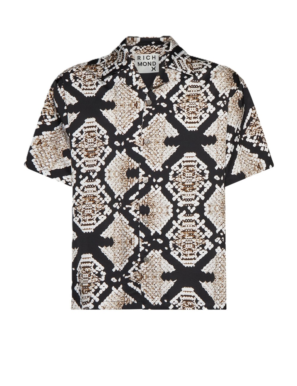 camicia john richmond UOMO NERA SNAKESKIN NATURAL - UMP26110CA vista frontale
