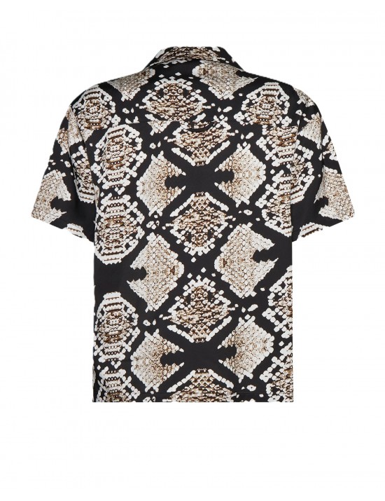 camicia john richmond UOMO NERA SNAKESKIN NATURAL - UMP26110CA vista frontale