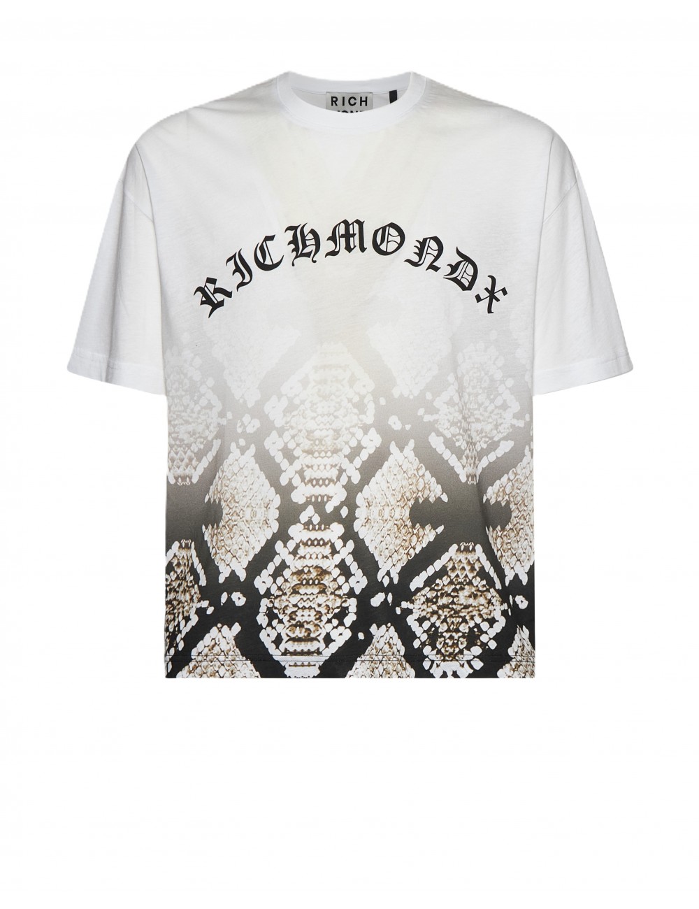 t-shirt john richmond UOMO WHITE/SNAKESKIN NATURAL - UMP26103TS vista frontale