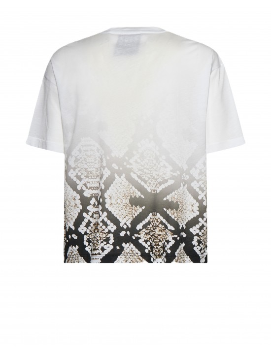 t-shirt john richmond UOMO WHITE/SNAKESKIN NATURAL - UMP26103TS vista frontale
