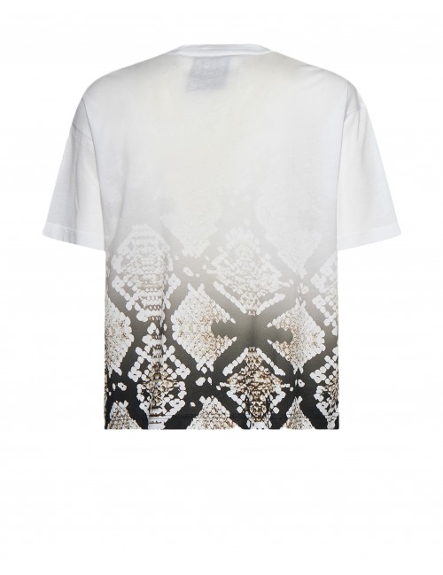 t-shirt john richmond UOMO WHITE/SNAKESKIN NATURAL - UMP26103TS vista frontale
