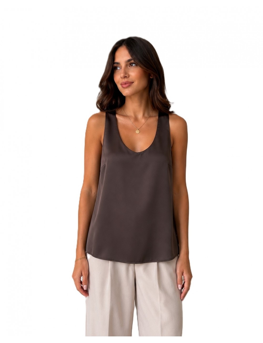 canotta jijil DONNA MARRONE 0005 MORO - JPE26CN253 - vista frontale