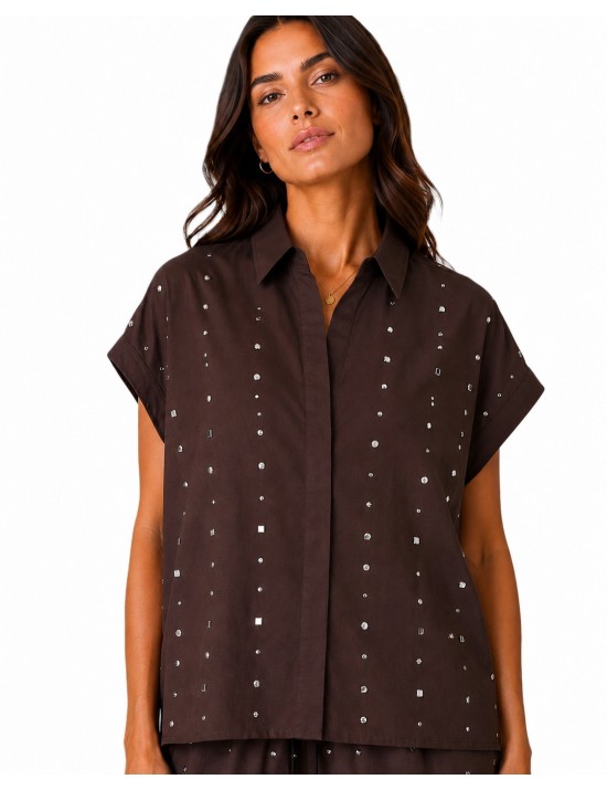 camicia jijil DONNA MARRONE 0005 MORO - JPE26CA078 vista completo frontale