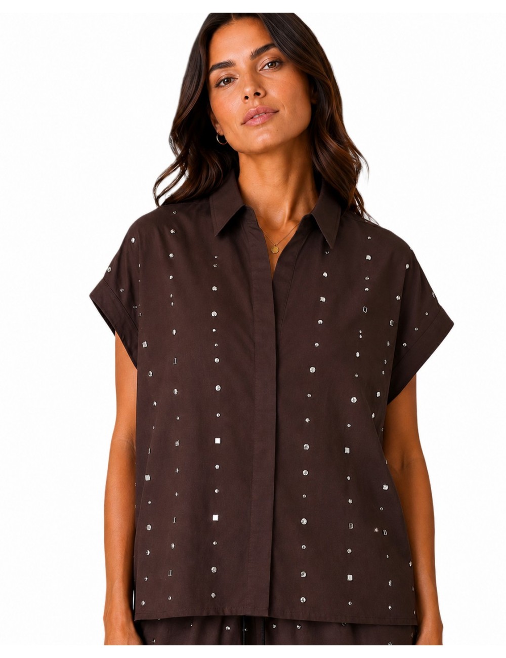 camicia jijil DONNA MARRONE 0005 MORO - JPE26CA078 vista frontale