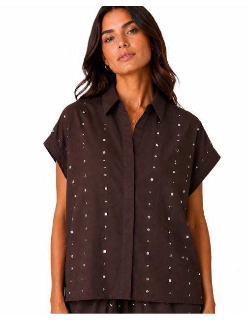 camicia jijil DONNA MARRONE 0005 MORO - JPE26CA078 vista frontale