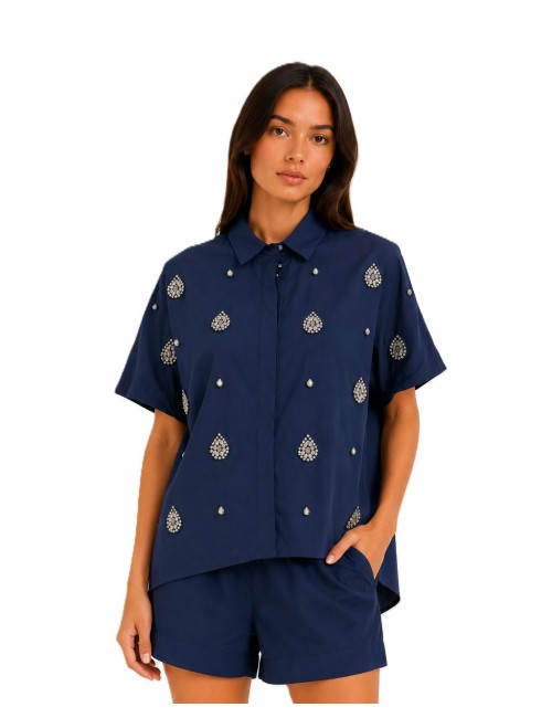 camicia jijil DONNA 0058 BLU - JPE26CA010 vista frontale