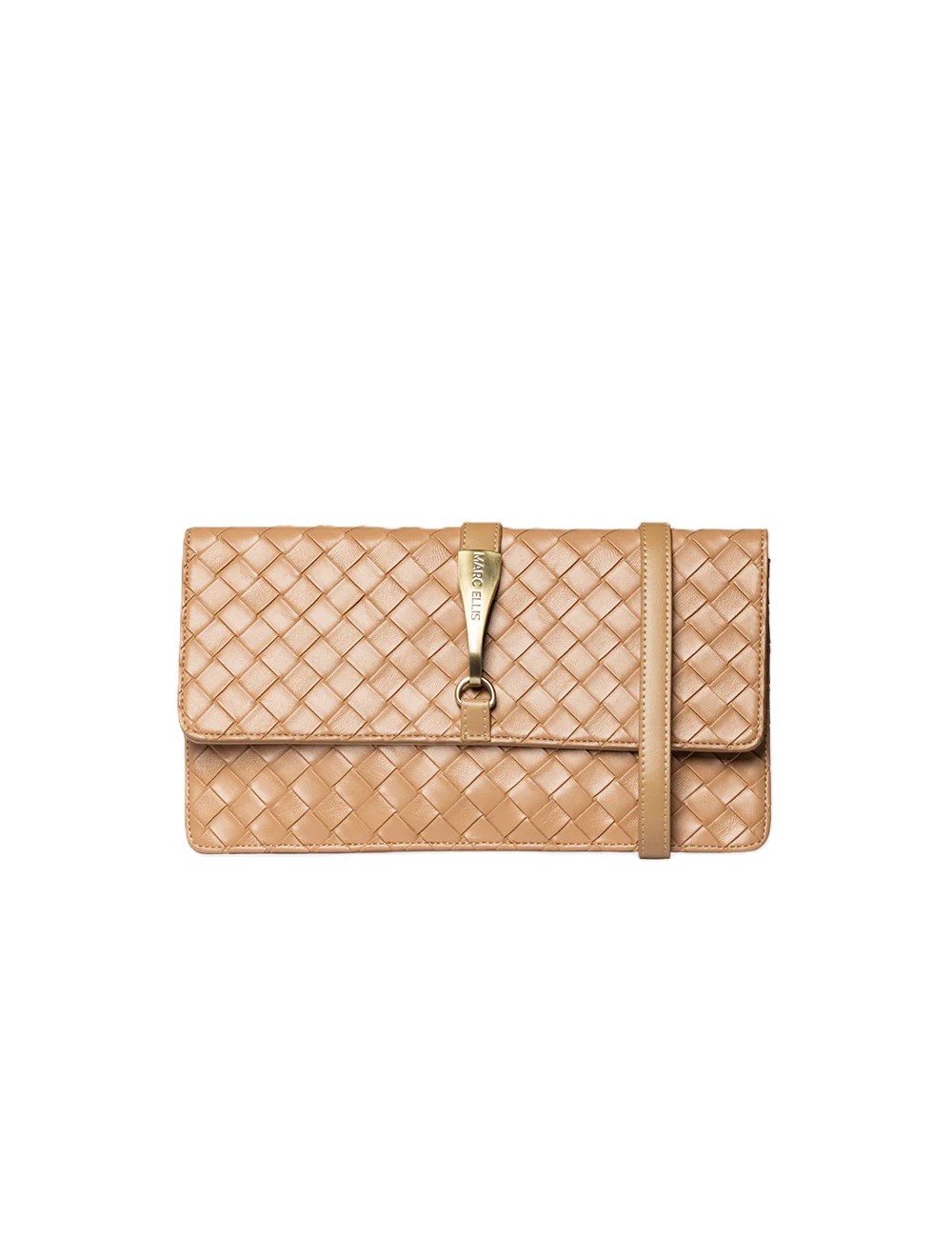 pochette marc ellis DONNA CAMMELLO MOKA MOUSSE - CHLOE PLAIT - vista frontale