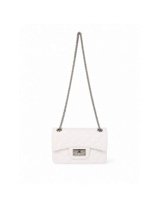 borsa marc ellis DONNA BIANCA E ARGENTO MILK/SILVER - FLAT FALCON XS vista frontale