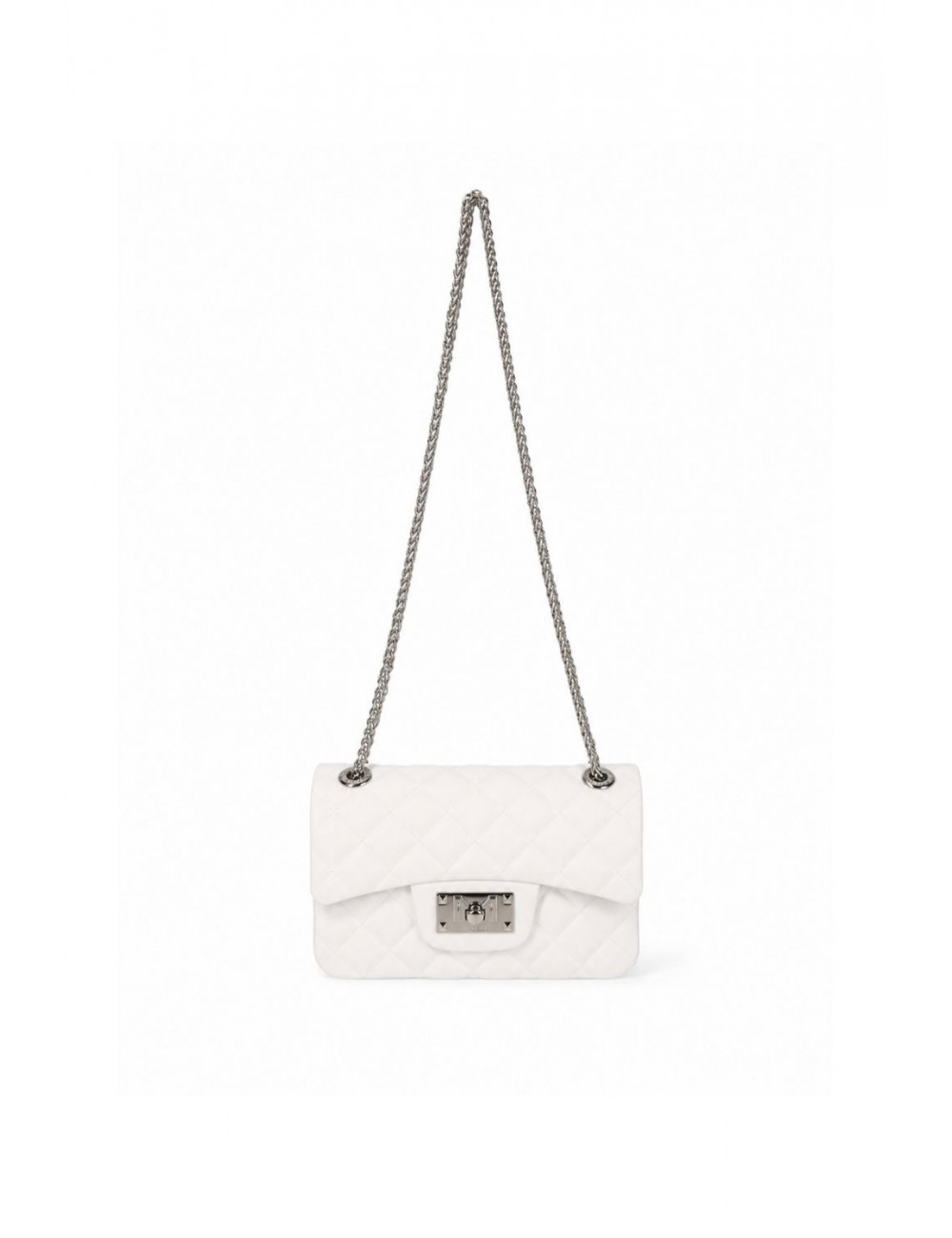 borsa marc ellis DONNA BIANCA E ARGENTO MILK/SILVER - FLAT FALCON XS vista frontale