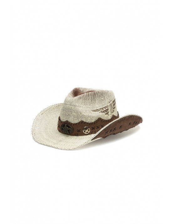 cappello secret pon pon DONNA BEIGE ECRU' - COWBOY SUEDE HAT vista frontale