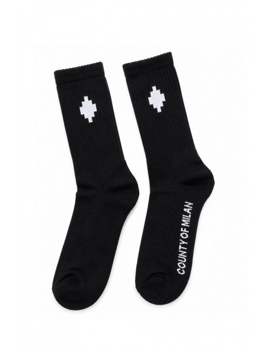 calzini marcelo burlon county of milan UNISEX NERI E BIANCHI 110/91 - COMAS260494 vista frontale 1
