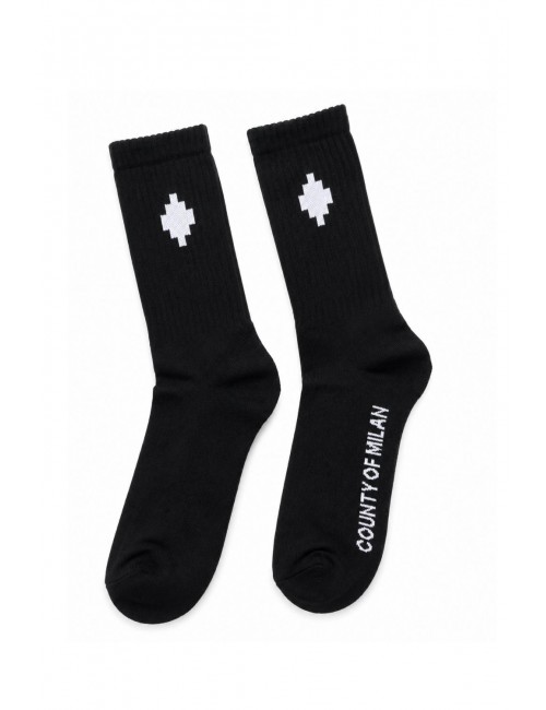calzini marcelo burlon county of milan UNISEX NERI E BIANCHI 110/91 - COMAS260494 vista frontale 2