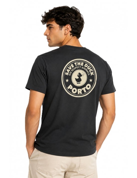 t-shirt save the duck UOMO NERA 10000 - DT2804M - BESY22 FORD vista frontale