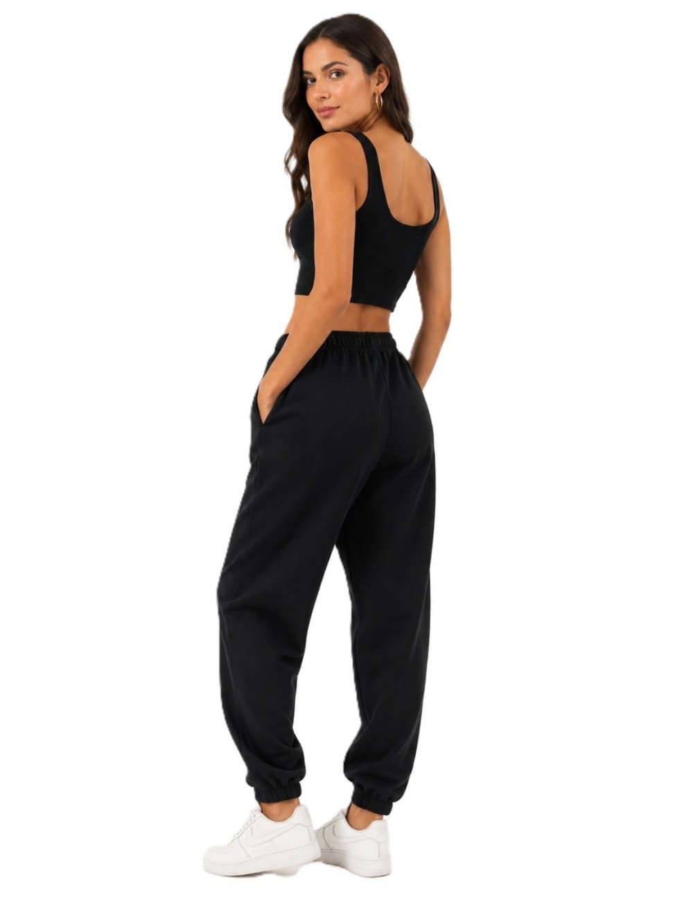 pantalone tuta maison 9 paris DONNA NERO - M9FP718 vista posteriore
