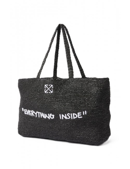 borsa off-white DONNA BLACK-WHITE - OWNA23CC99FAB0011001 vista laterale