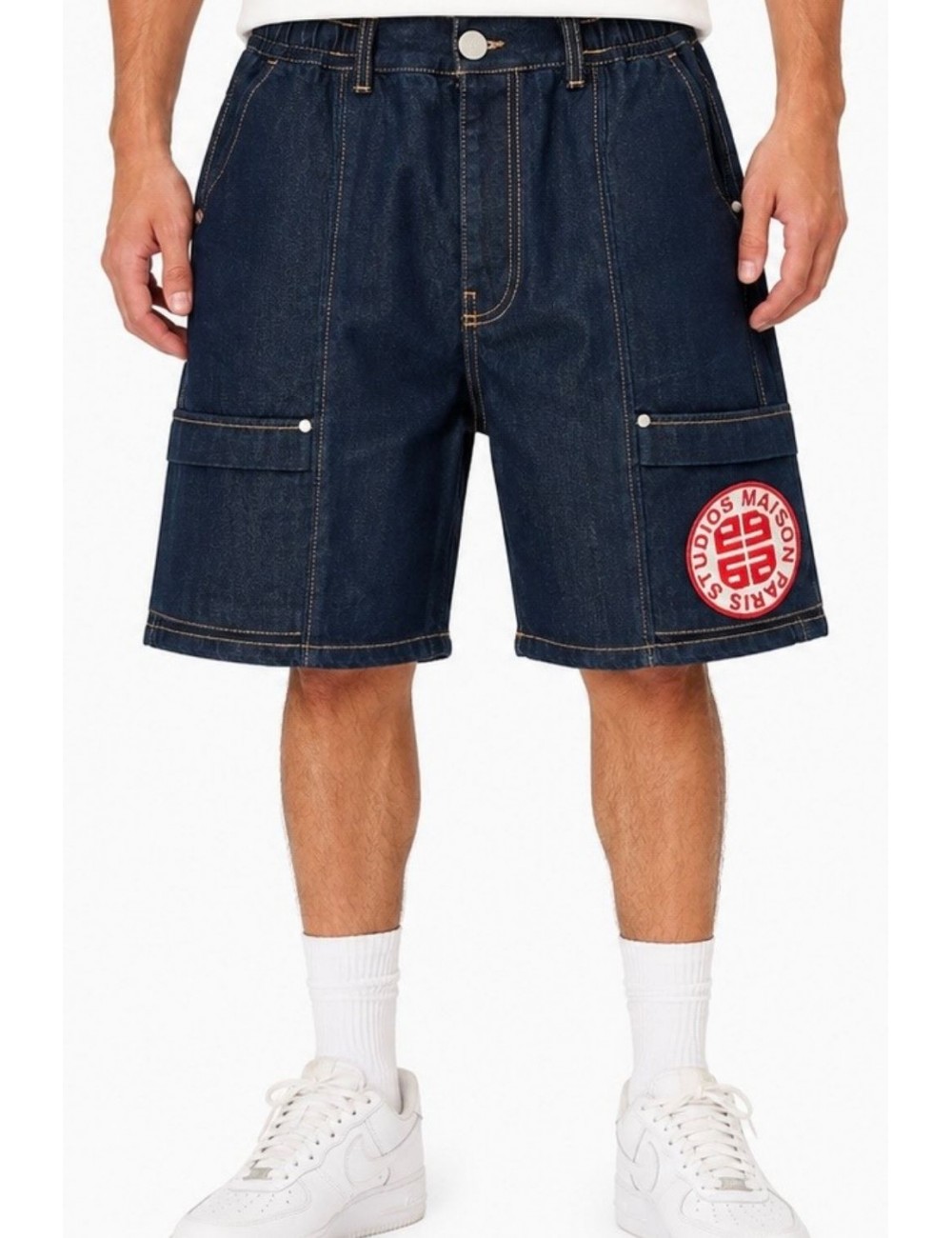 pantaloncino maison 9 paris UOMO BLU - M9S913 vista frontale