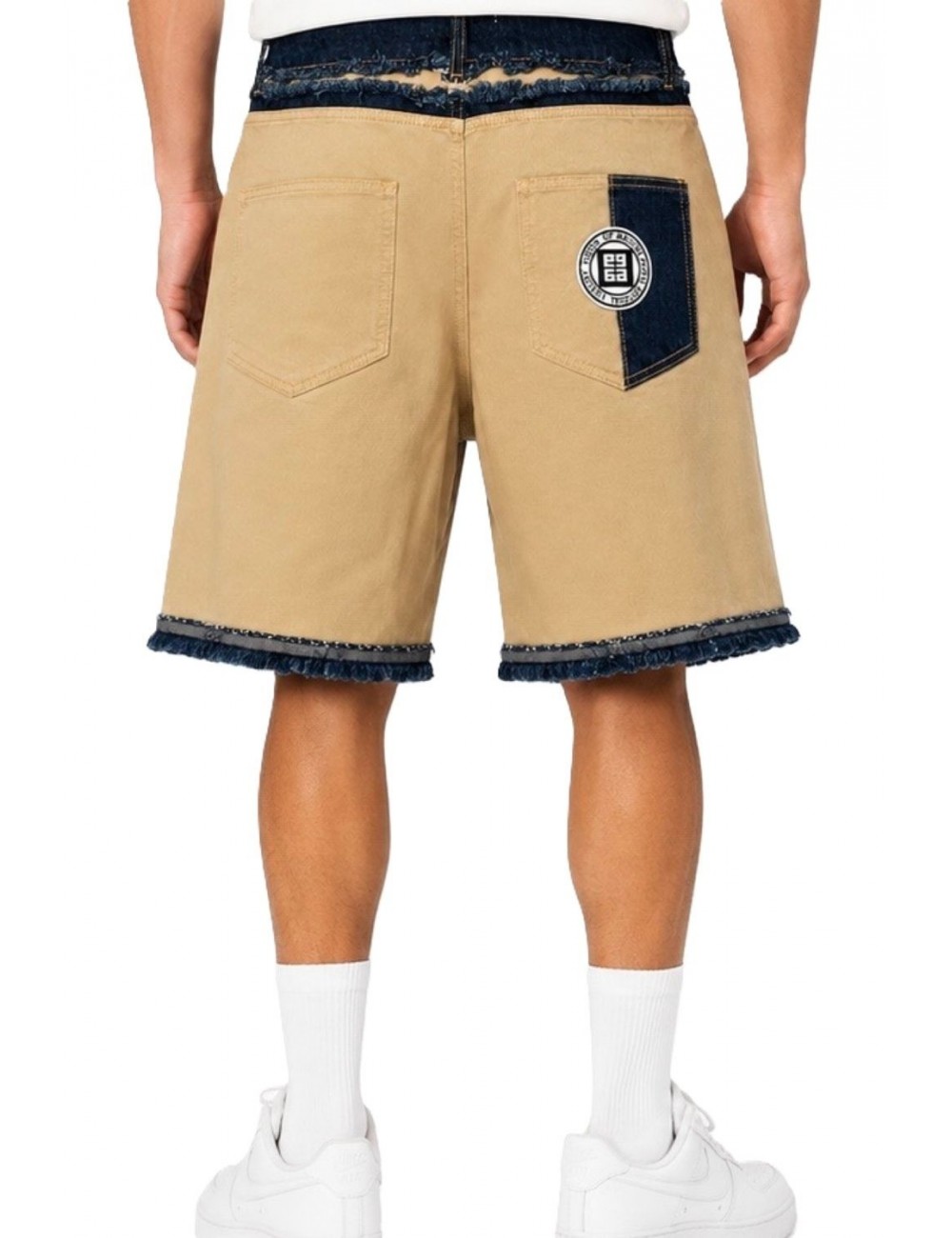 pantaloncino maison 9 paris UOMO BEIGE E BLU - M9S912 vista posteriore